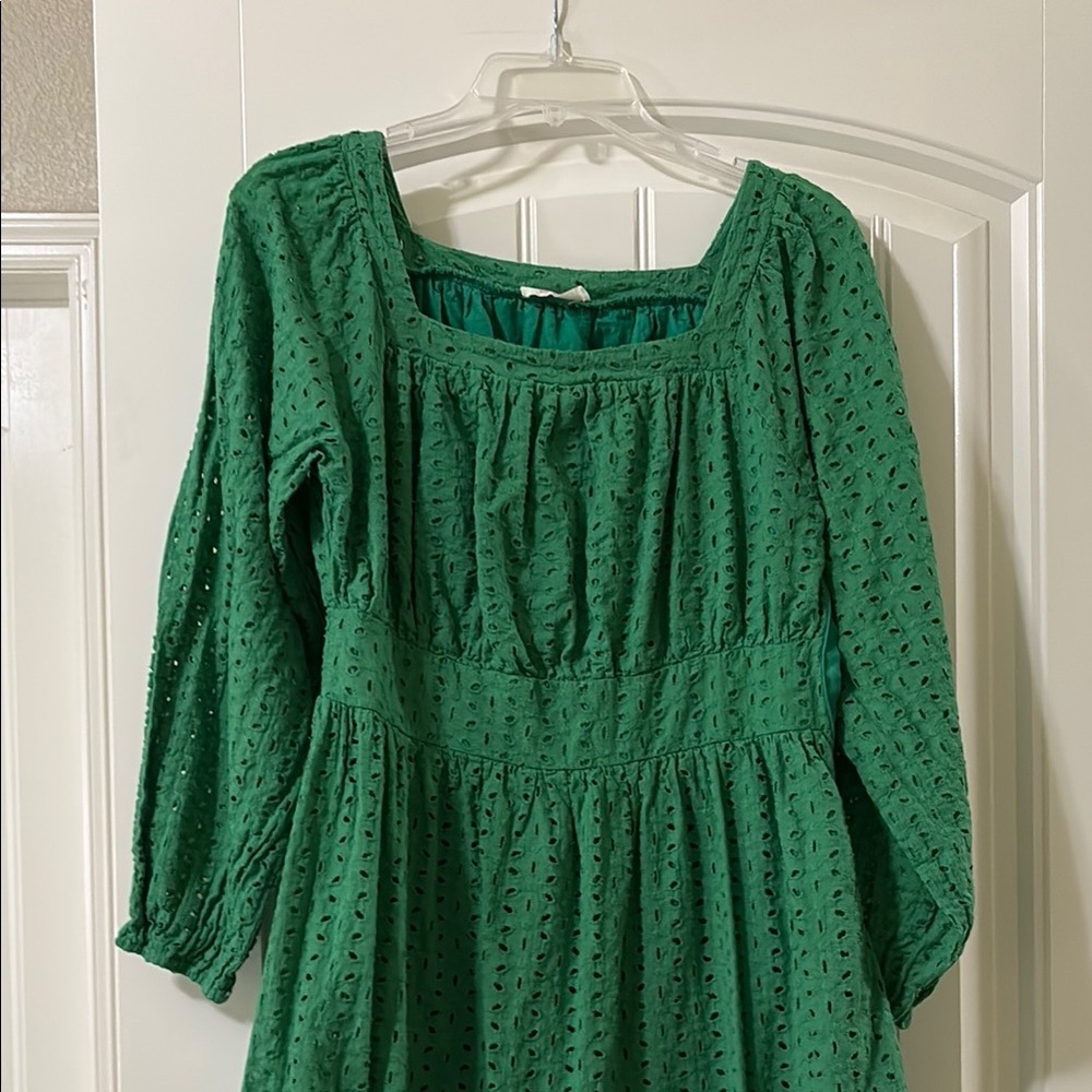 Hummingbird Anthropologie Green Eyelet Dress - Picture 2 of 9